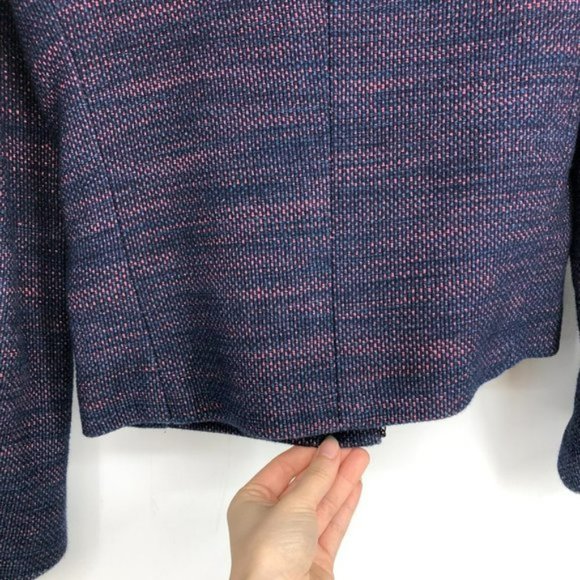 Sandro Valentin Blue and Red Tweed Blazer Jacket leather  shoulder chain details - Picture 12 of 16